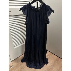 Yakira Bella Womens XS Navy Ruffled Tiered Sleeveless Dress Flowy Boho